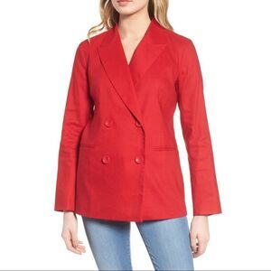 Leith Red Linen Blend Boyfriend Blazer
